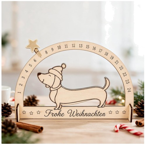 Holz adventskalender dackel - holz,