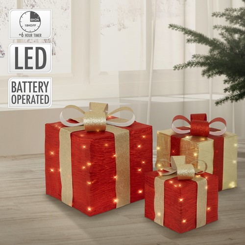 3er set led geschenk boxen - led,