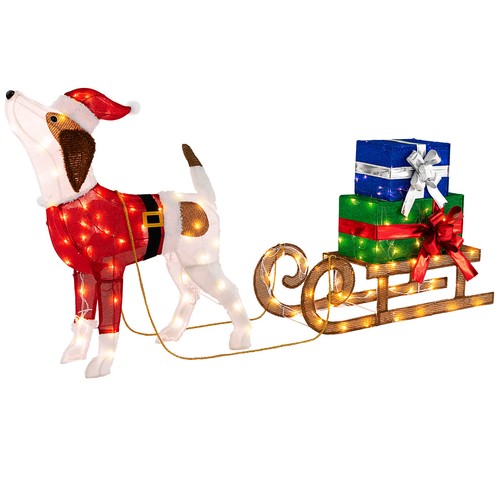Led hund mit schlitten - hund,