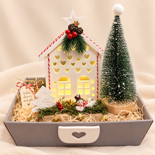 Weihnachtsdeko led haus mit - led,