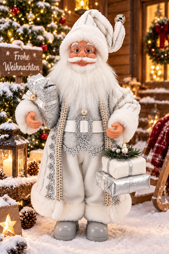 Weihnachtsmann dekofigur weiß - weihnachtsmann,